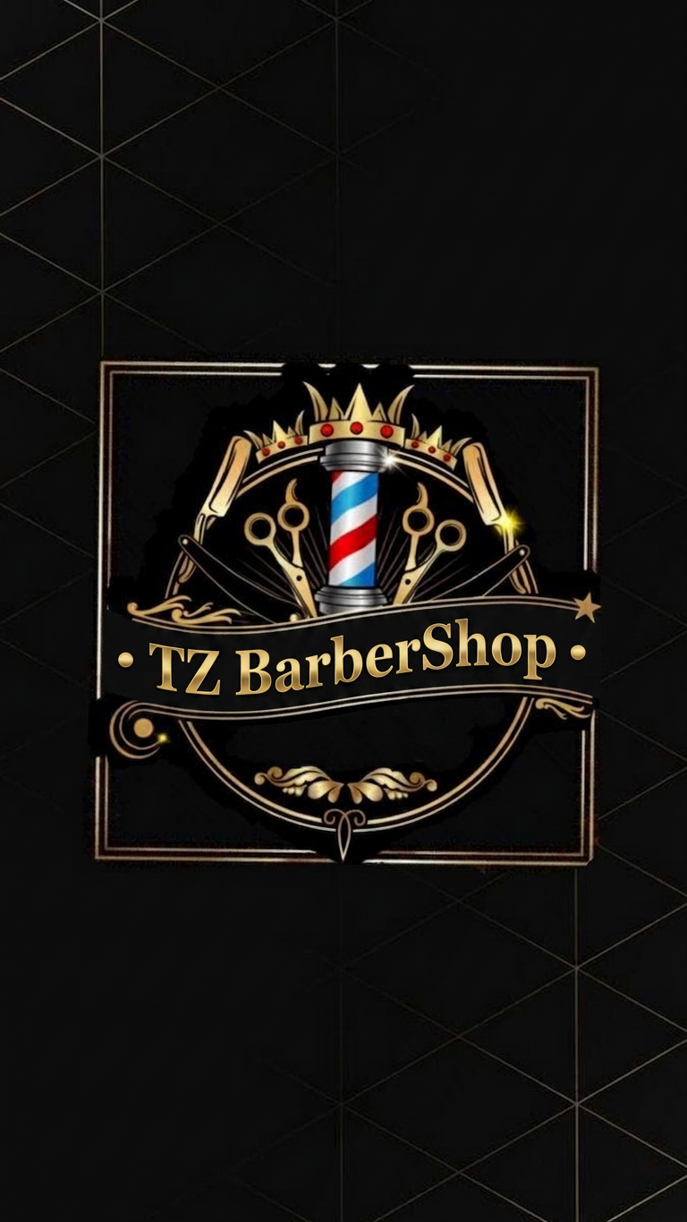 Illustrated barber shop chair and barber pole